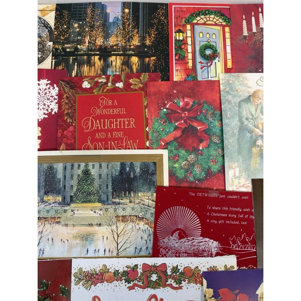 Vintage Christmas Cards Fronts ONLY Traditional Scrapbooking Decoupage Lot 50+